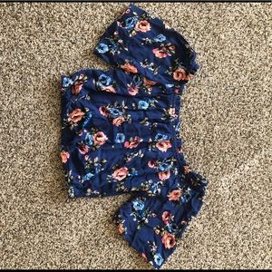 BLUE FLORAL CROP TOP